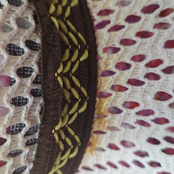 Vintage Lace Cowboy Hat Mexico Souvenir Feather Band Bohemian Cowgirl Western - Picture 12 of 16